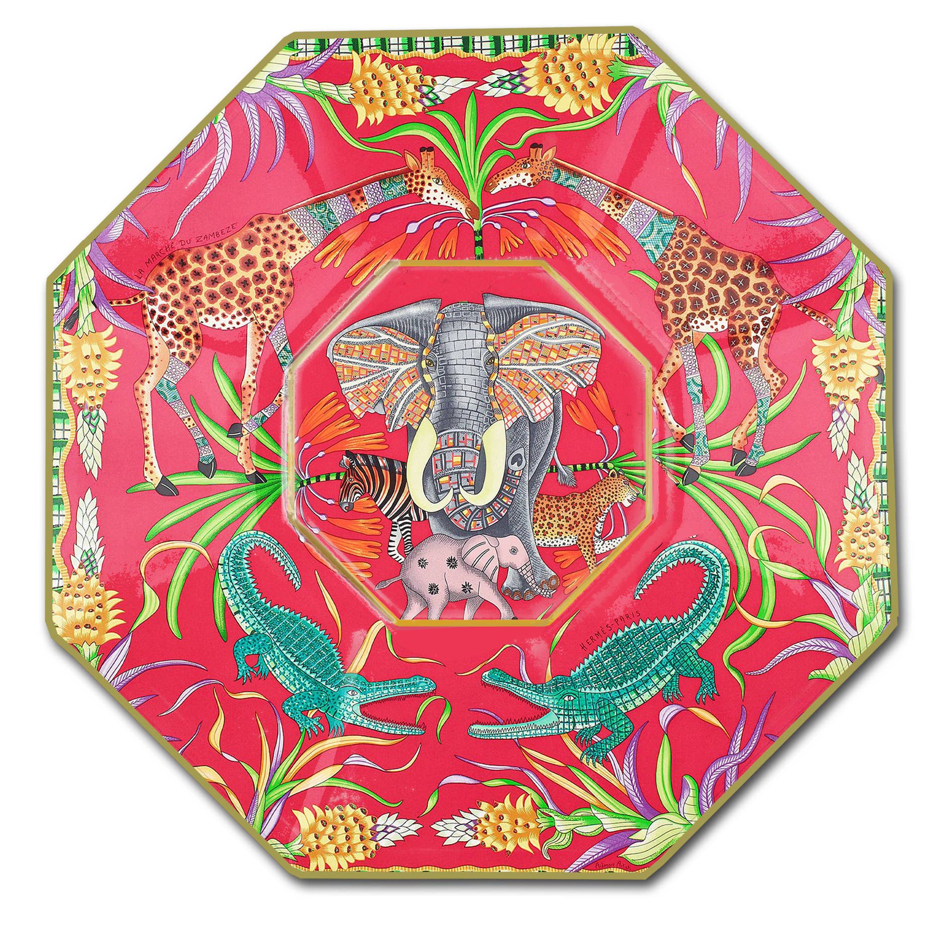 Pink Jungle Decoupage Glass Plate: 5" Octagonal front | MILK MONEY milkmoney.co | Home decor online, Modern home decor, Luxury home furnishings, Best home decor, Home accessories for sale, Living room furniture sets, Kitchen decor ideas, Wall art for home, Bathroom accessories, Vintage home decor, Minimalist home decor