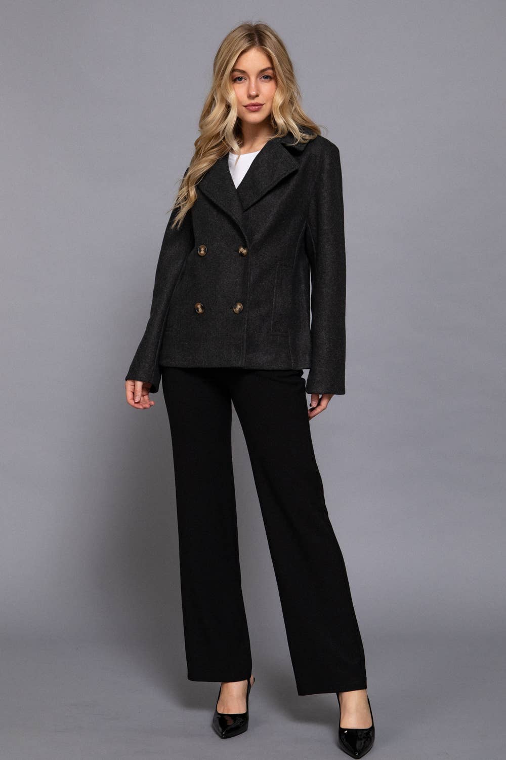 Short Double Breasted Peacoat
