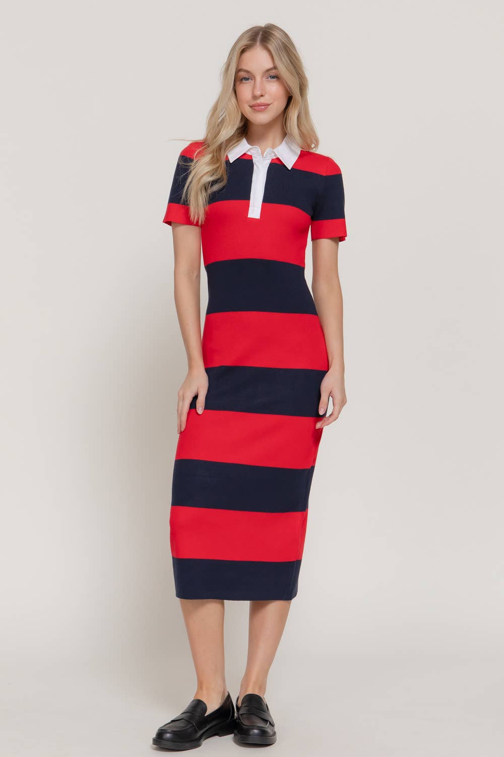 knit polo dress Stripe Knit Polo Dress