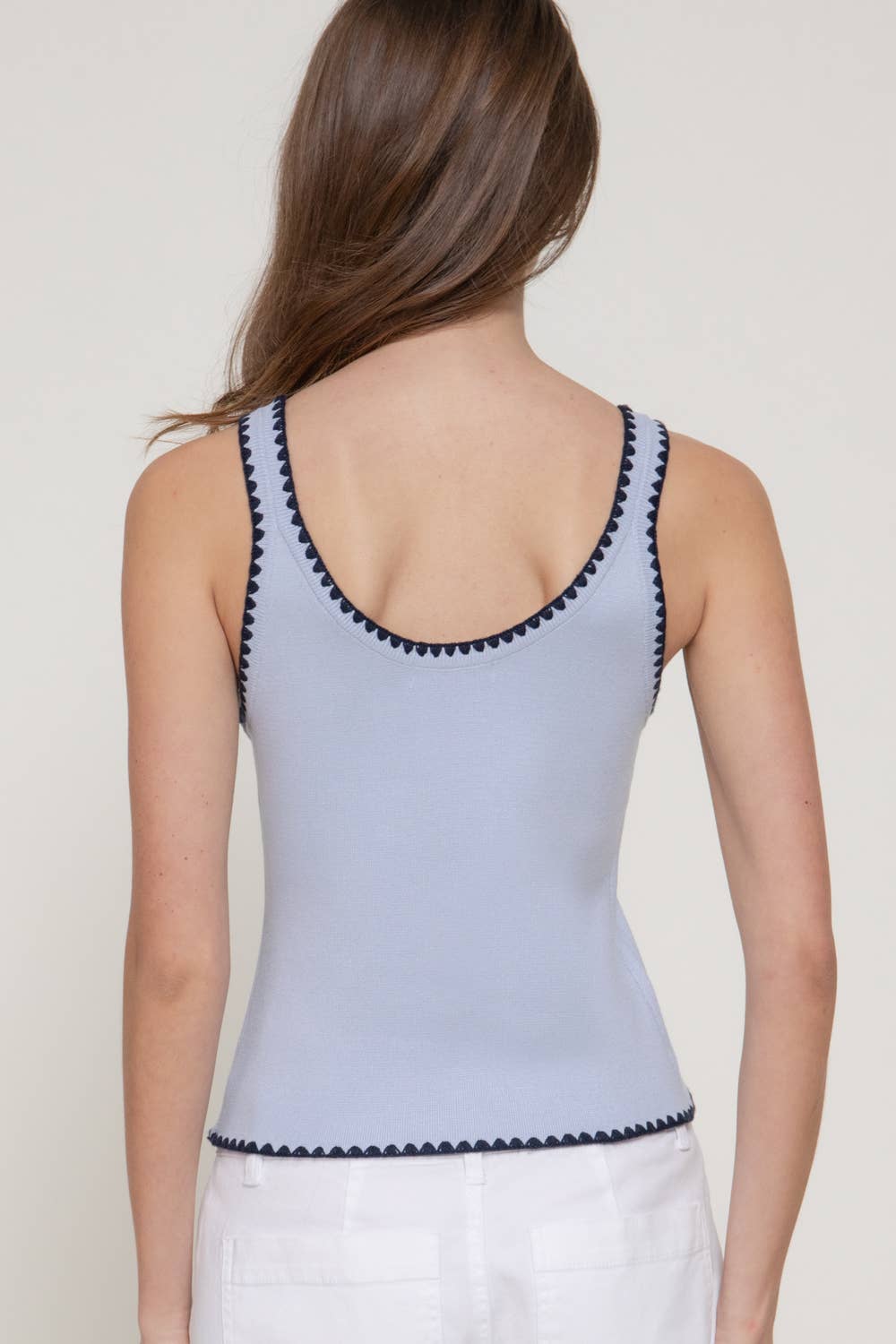 Embroidered Trim Sweater Tank