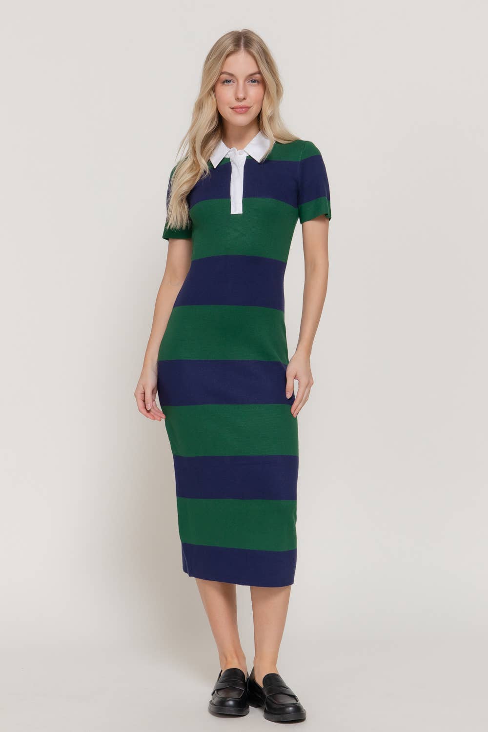 Stripe Knit Polo Dress
