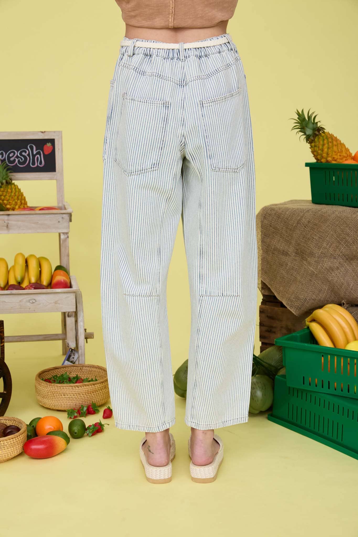 Eyelet Rope Waist Tie Jeans