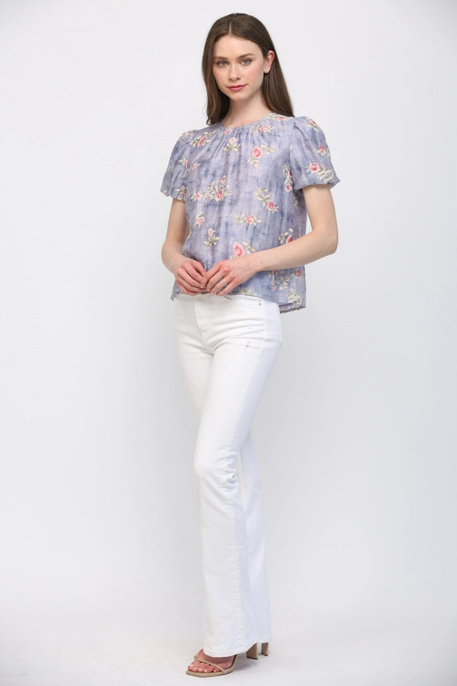 Gathered Neck Floral Top