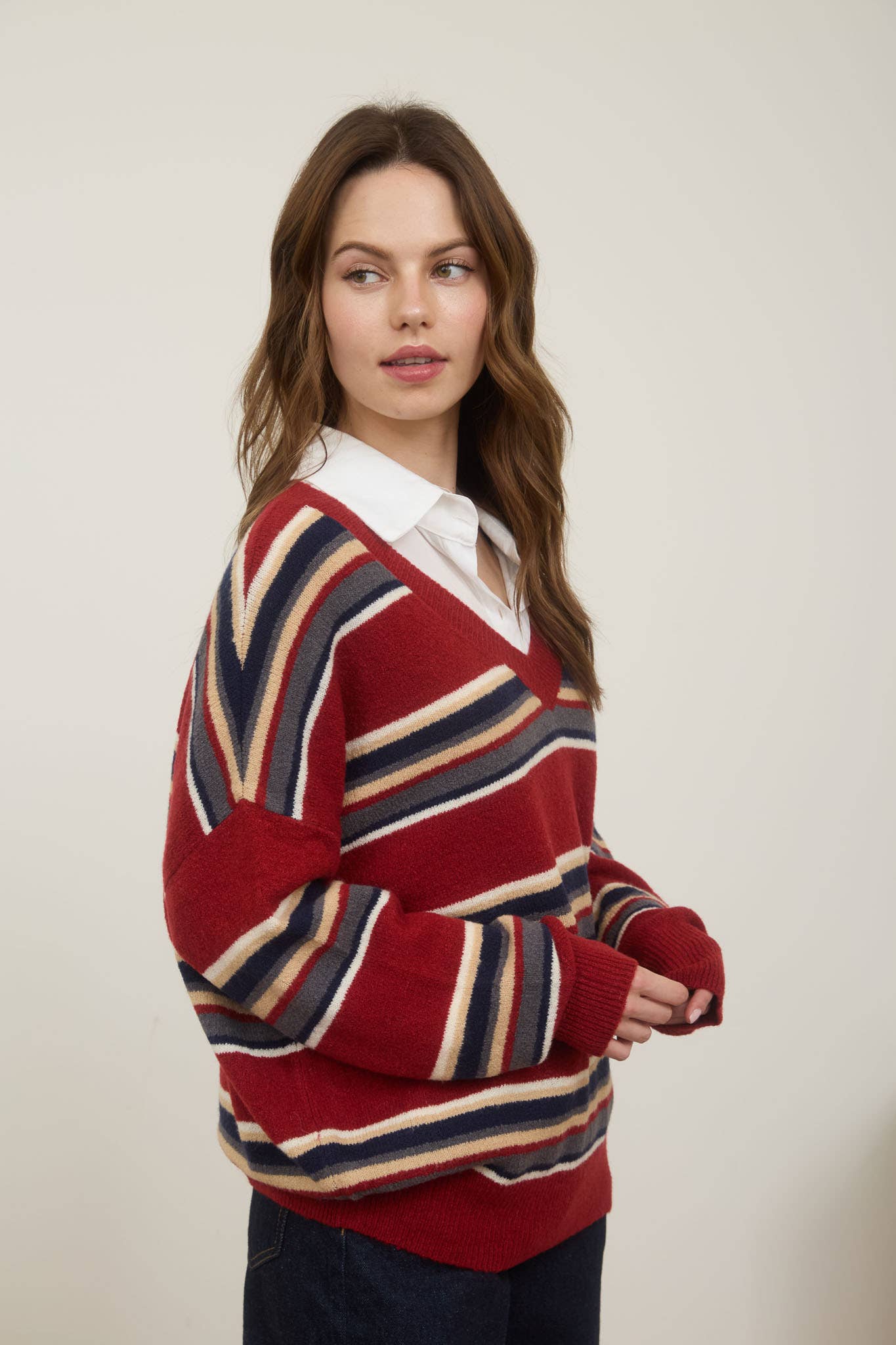 Stripe V-Neck Sweater