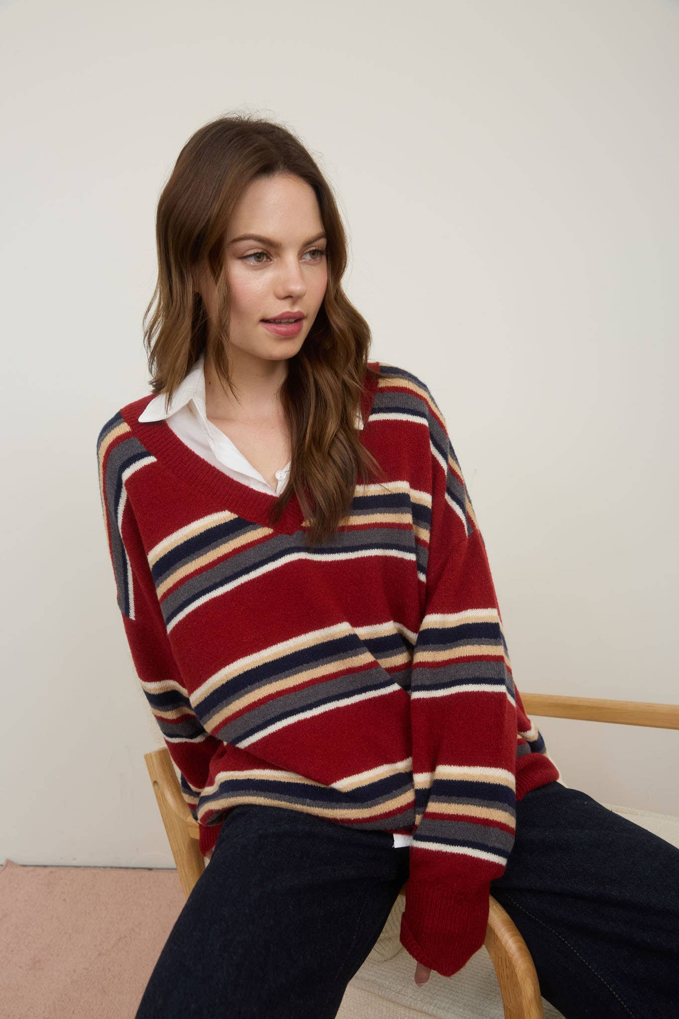 Stripe V-Neck Sweater
