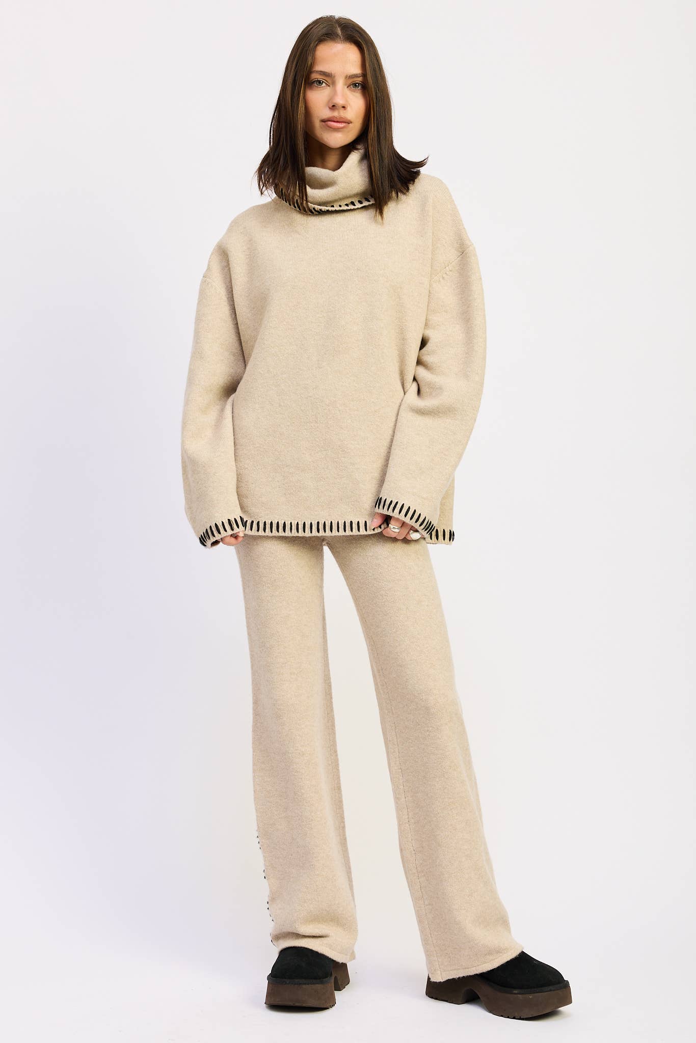 Contrast Stitch Turtleneck