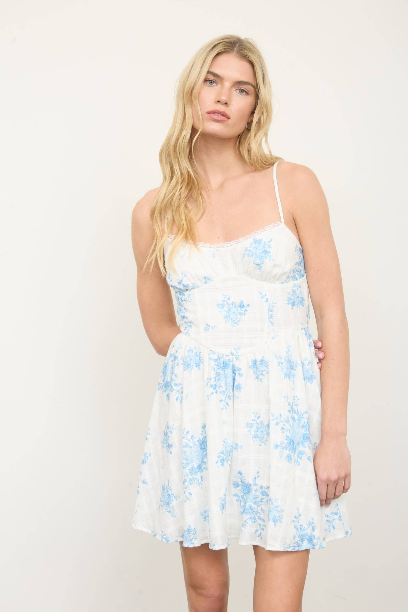Floral Spaghetti Strap Corset Mini Dress