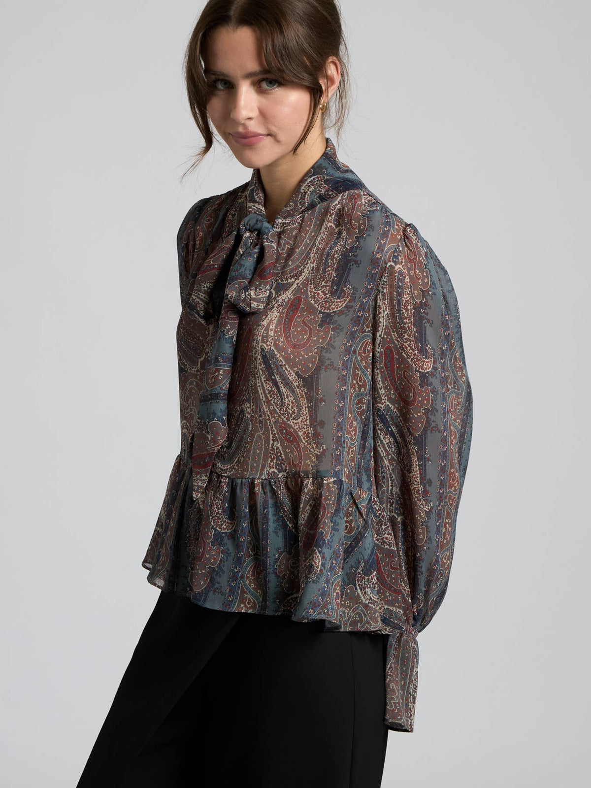 Paisley Chiffon Peplum Top