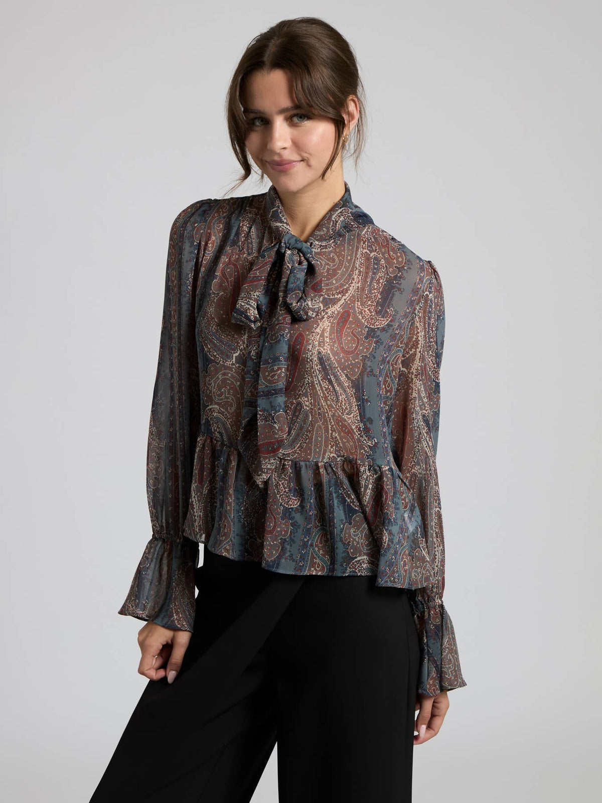 Paisley Chiffon Peplum Top