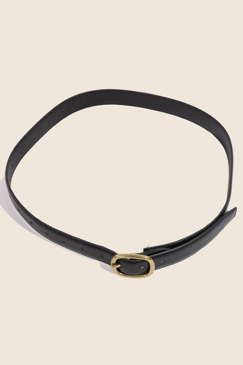 Oval Buckle Faux Leather Belt