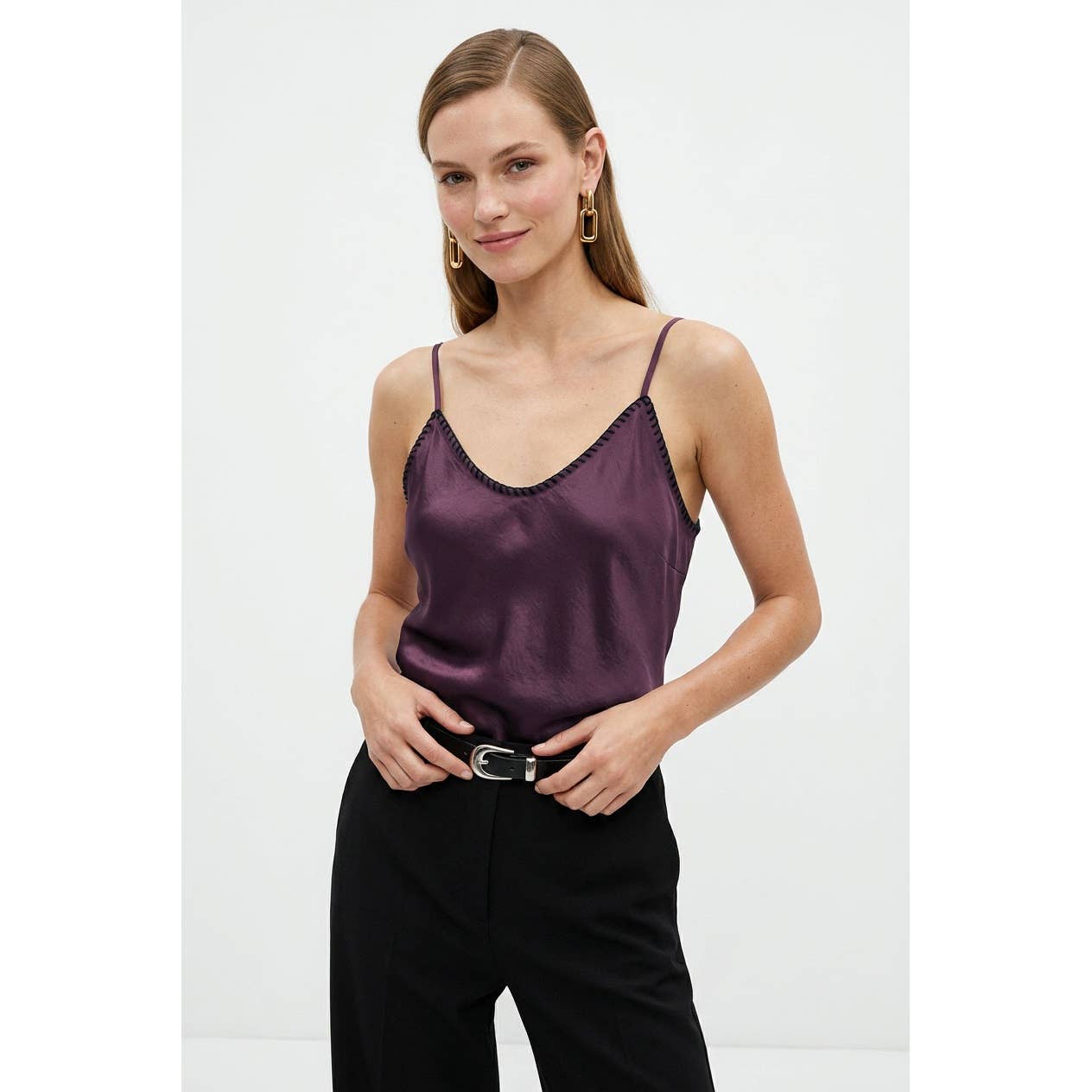 Whipstitch Satin Camisole