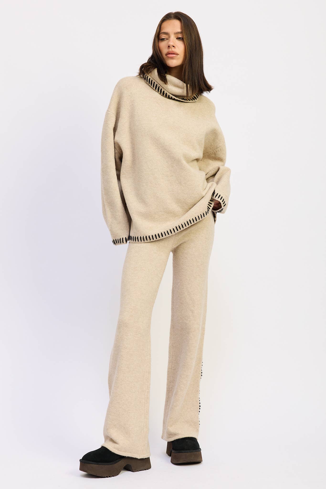 Contrast Stitch Turtleneck