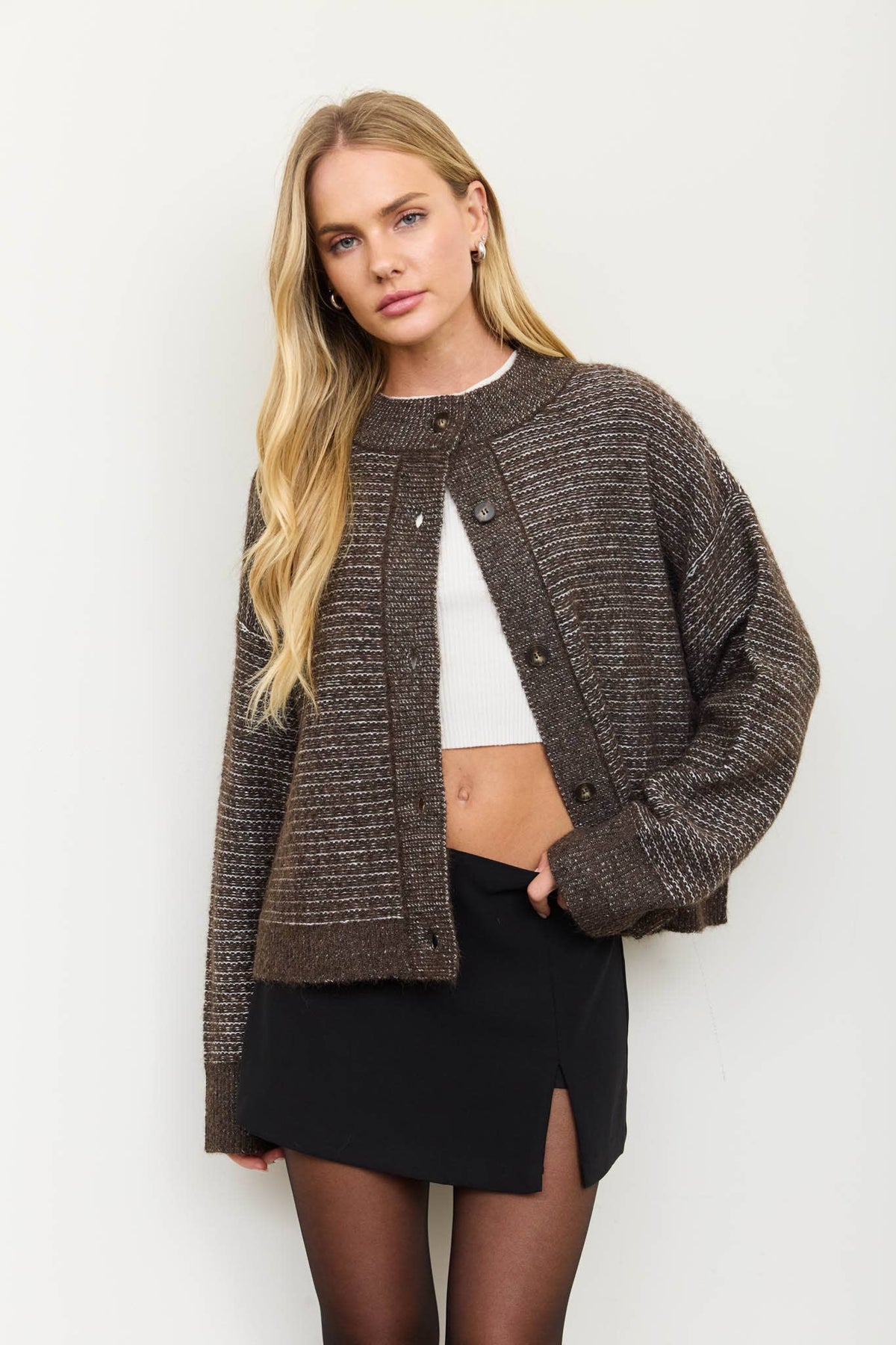 Marled Button Down Cardigan