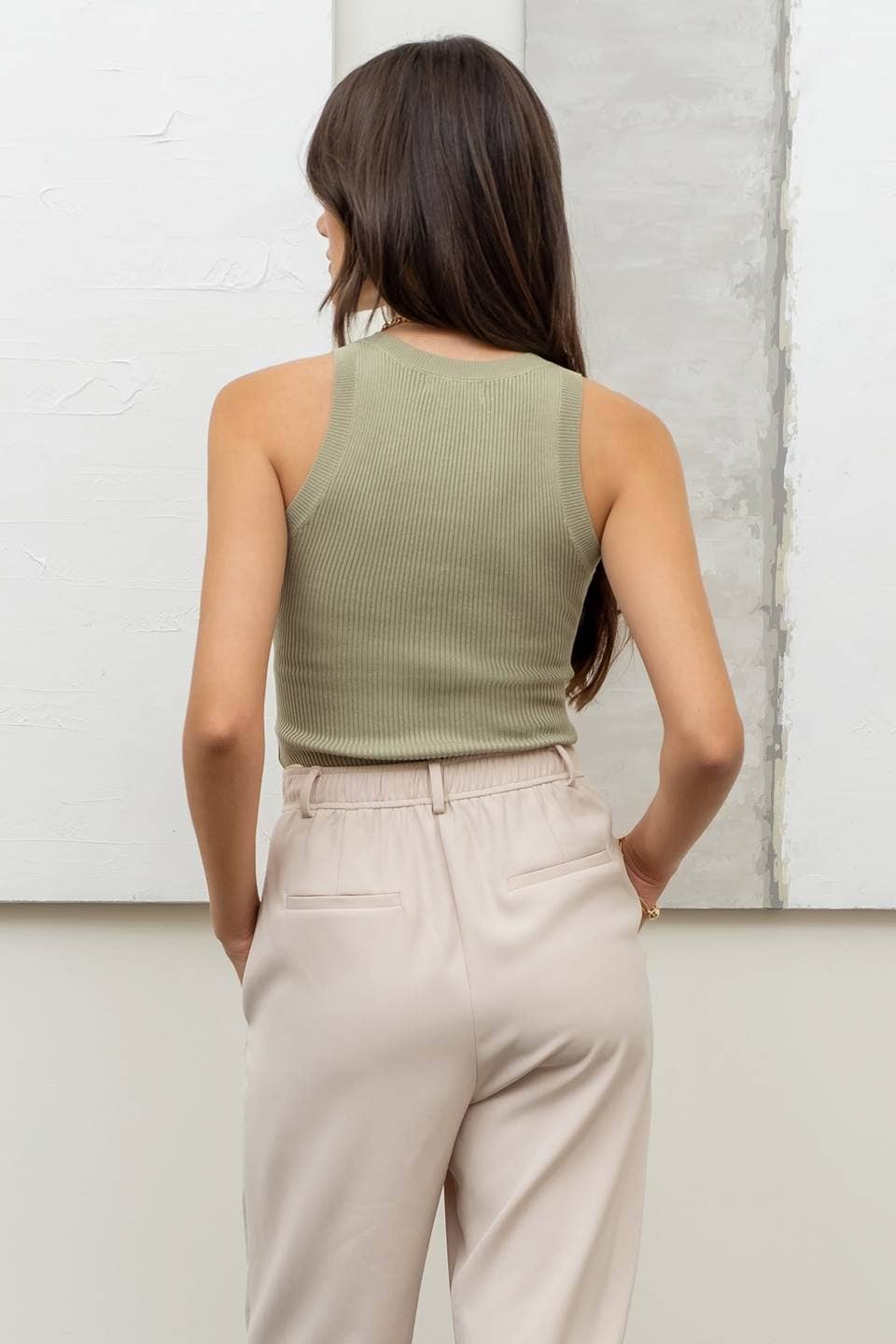 Round Neck Sweater Knit Tank Top