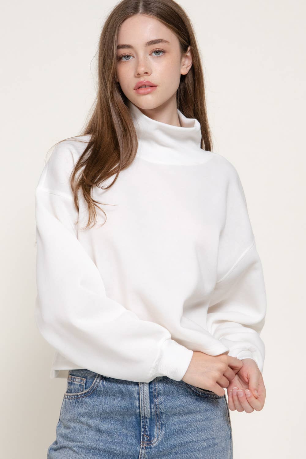 Ribbed Mock Neck Sweatshirt