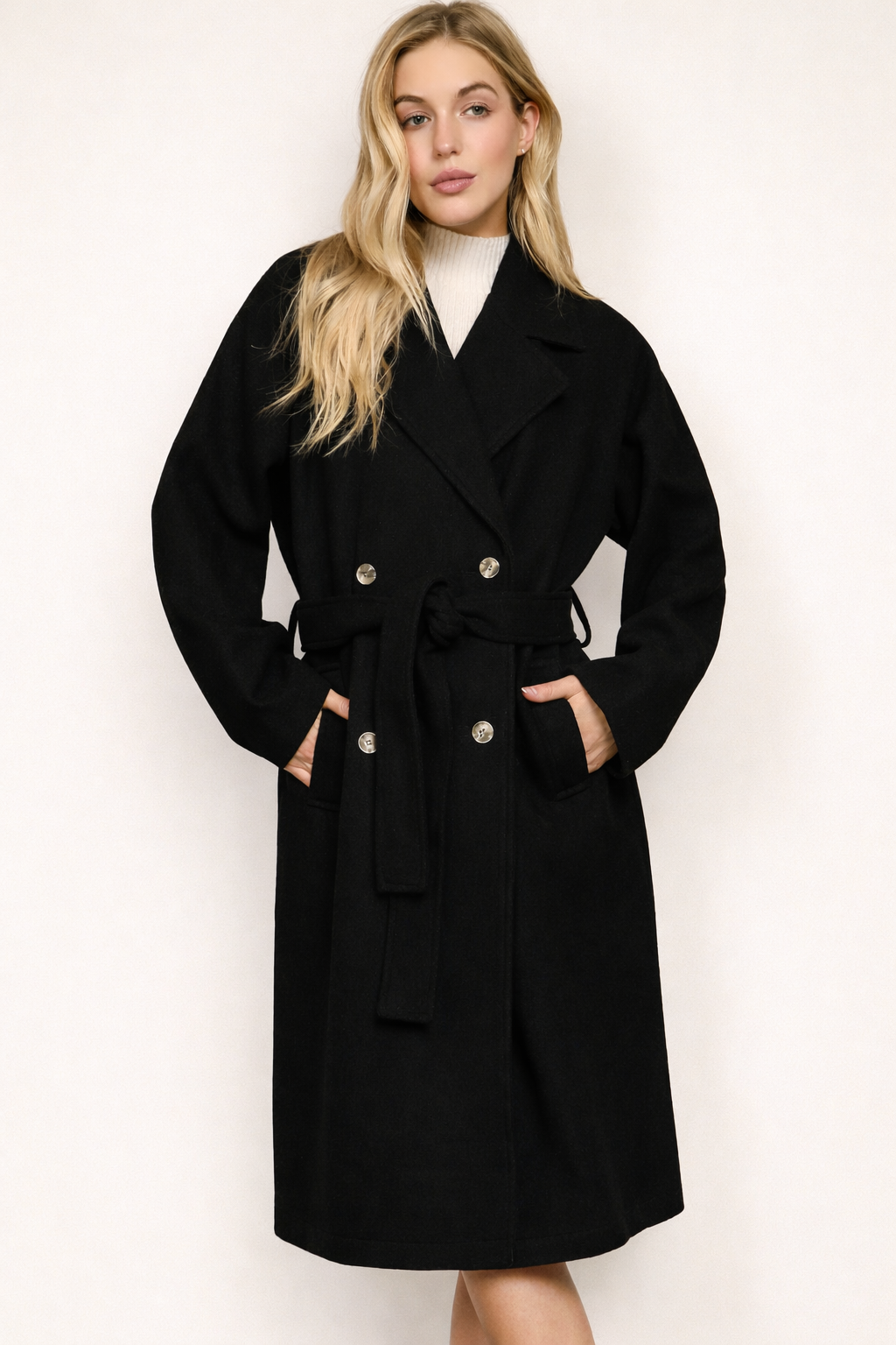 Double Breasted Button Trench Coat