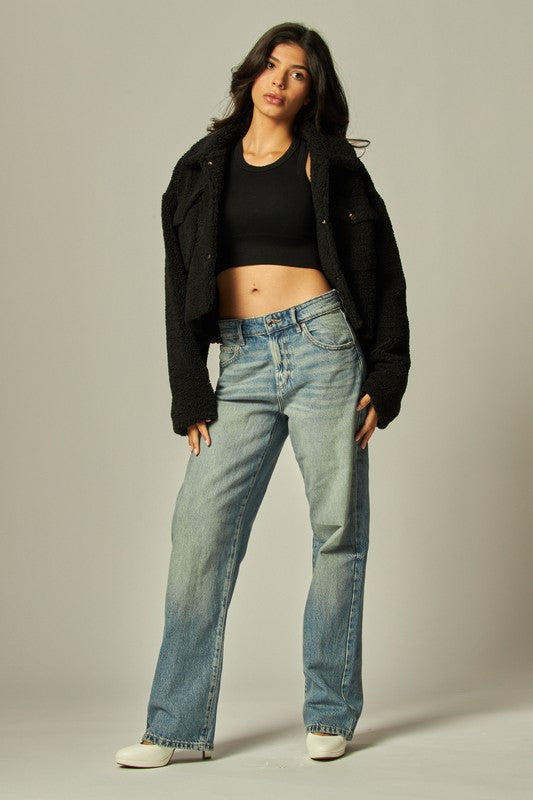 Teddy Sherpa Cropped Jacket
