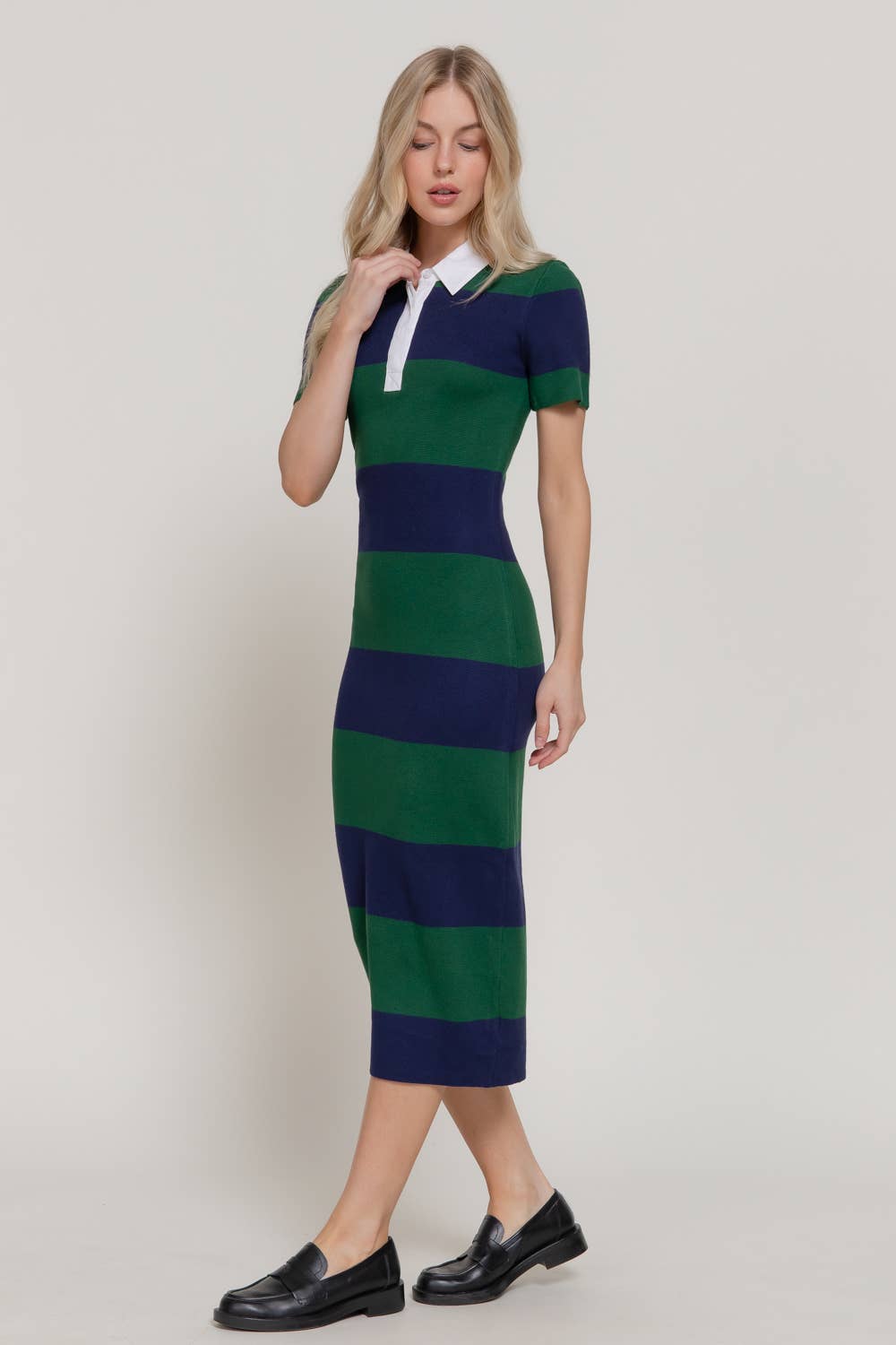 Stripe Knit Polo Dress