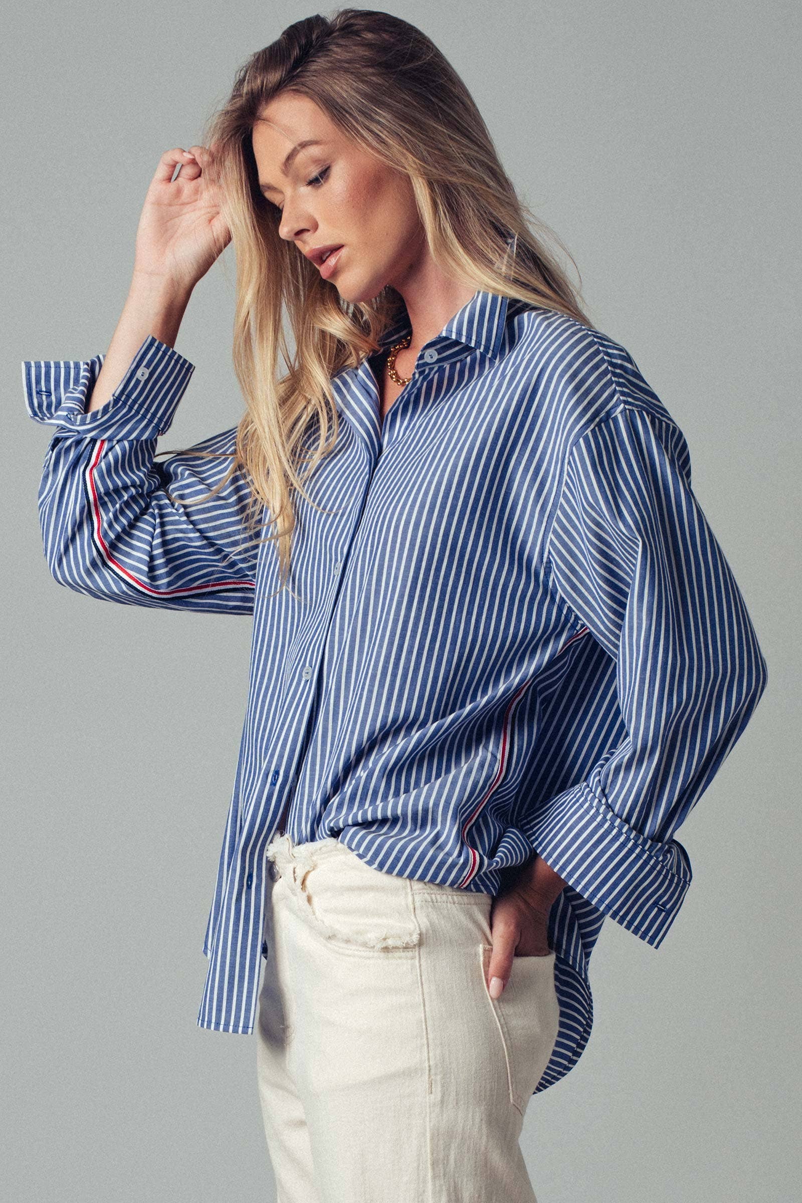 Side Stripe Detail Button Down