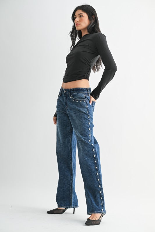 JBD Low Rise Studded Baggy Jean