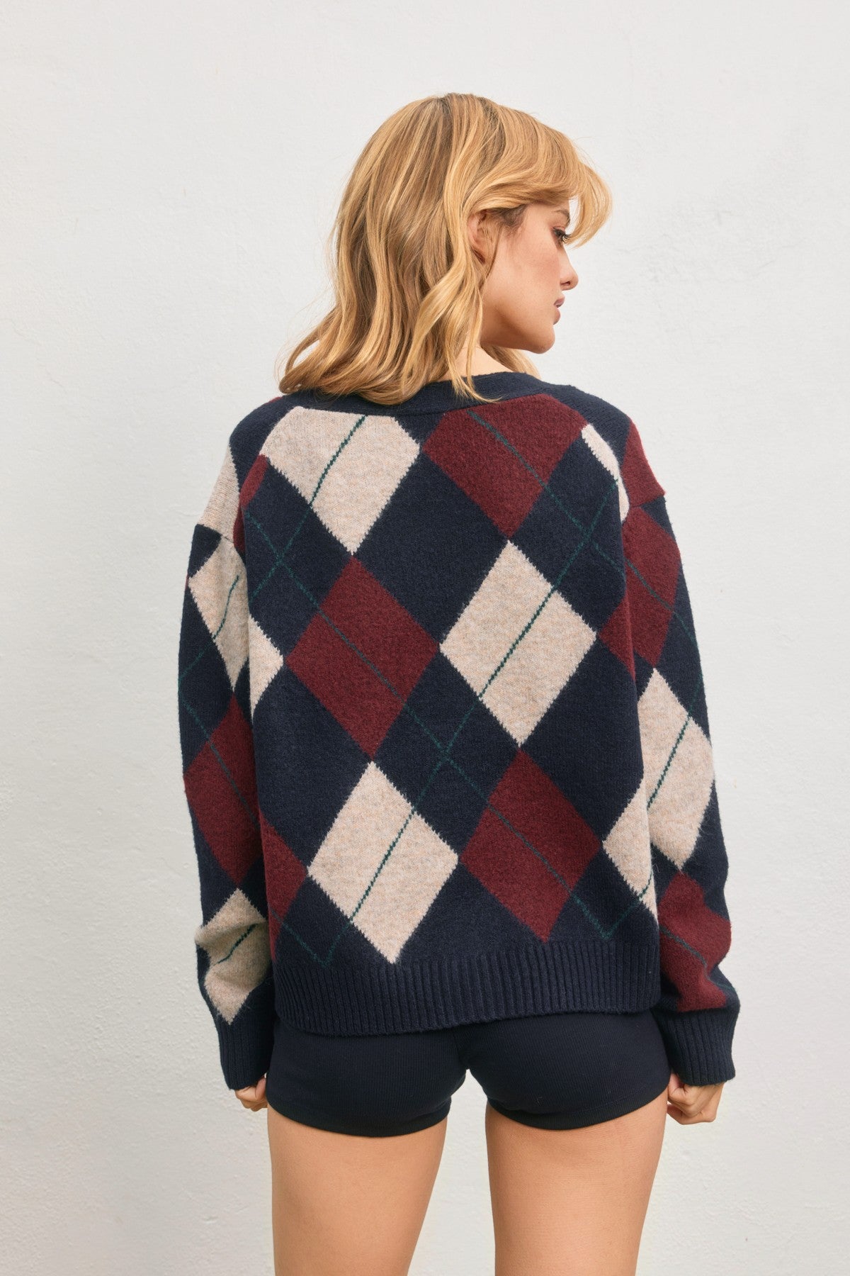 Argyle Button-Up Sweater