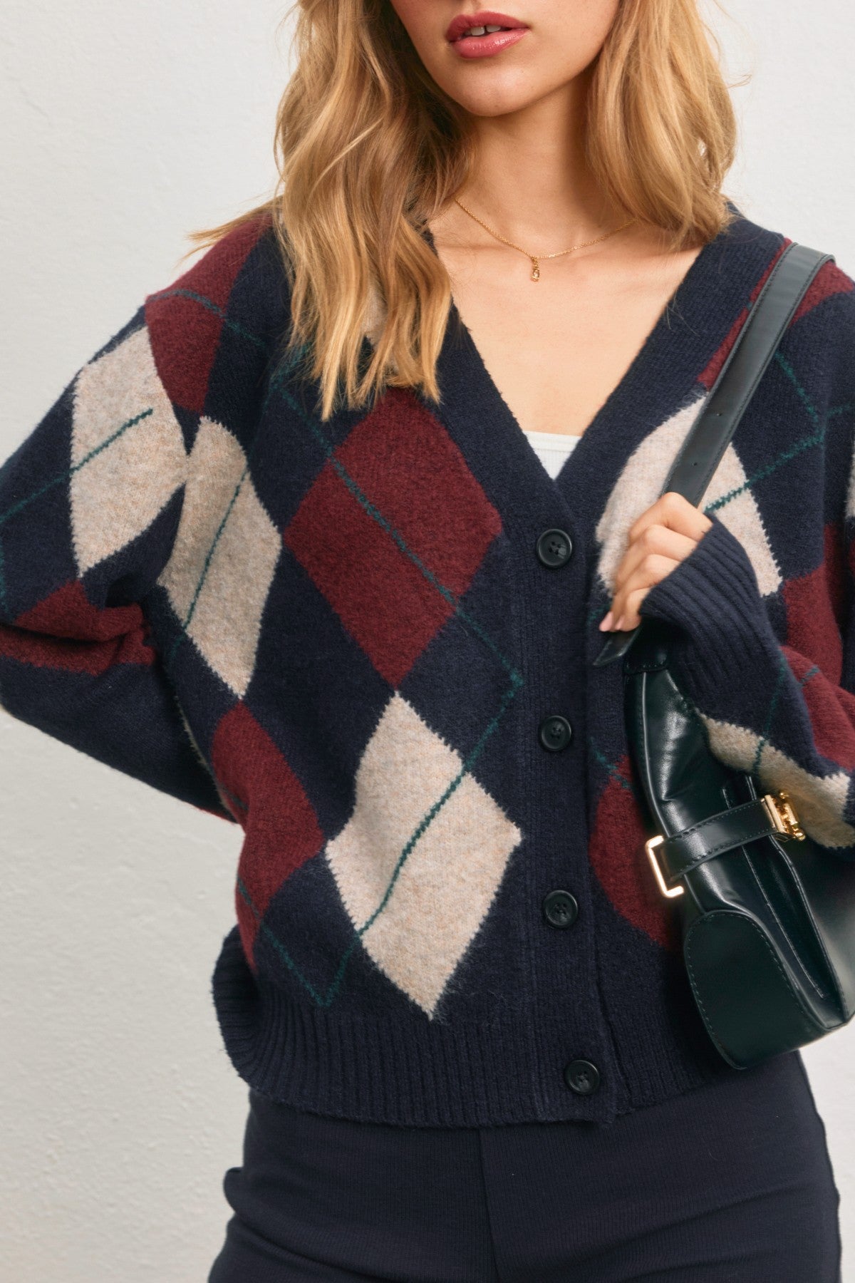 Argyle Button-Up Sweater