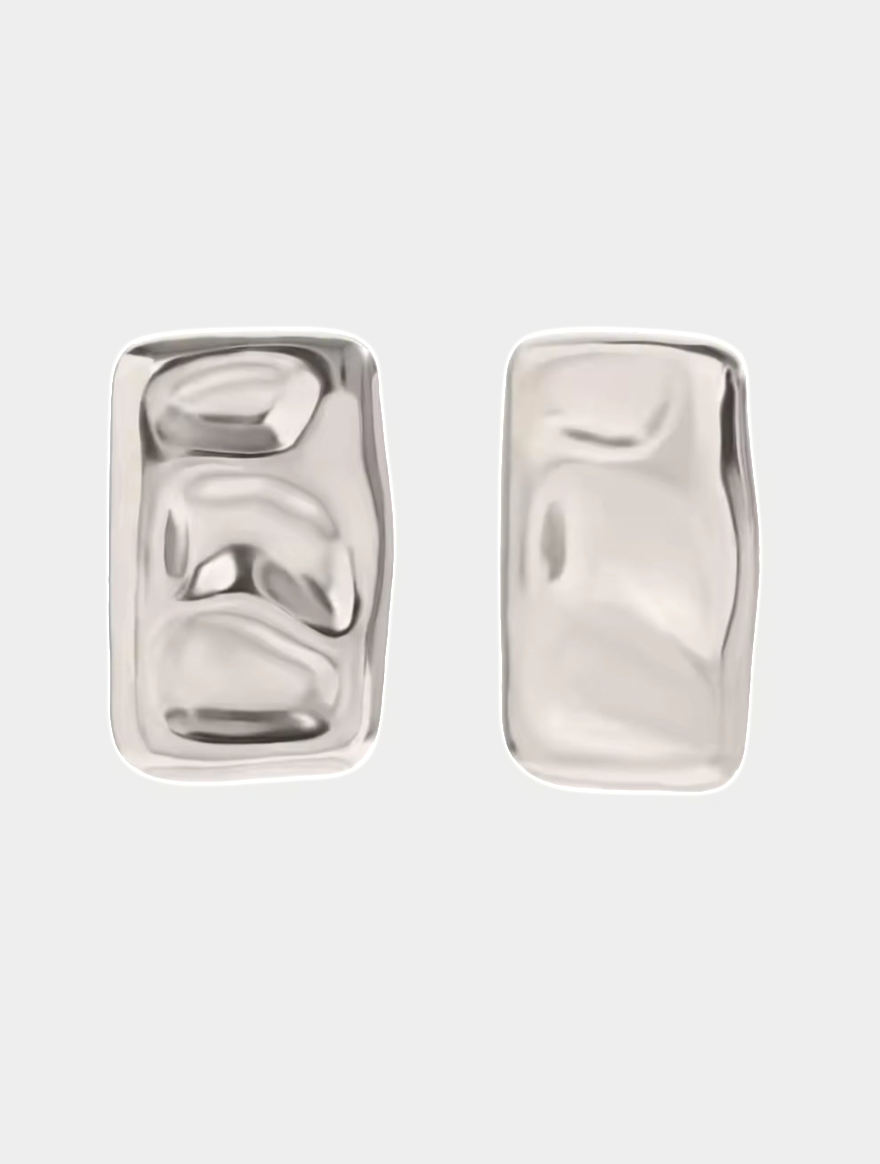 Hammered Rectangular Earrings
