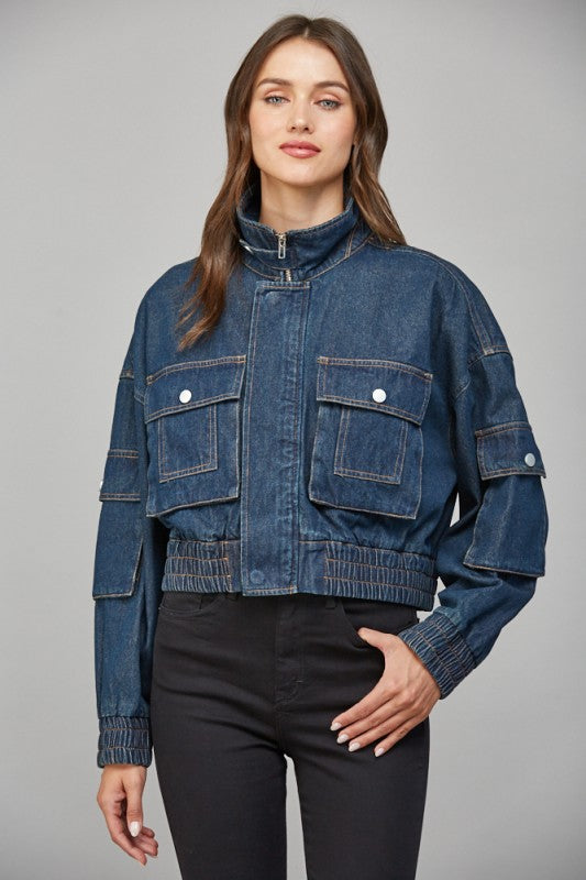 Cropped Pocket Detail Jean Jacket