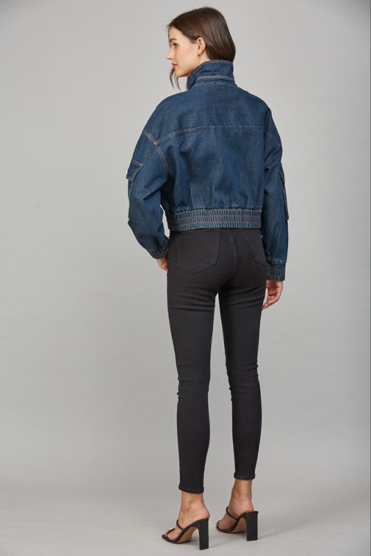 Cropped Pocket Detail Jean Jacket