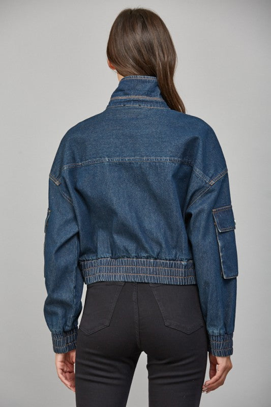 Cropped Pocket Detail Jean Jacket