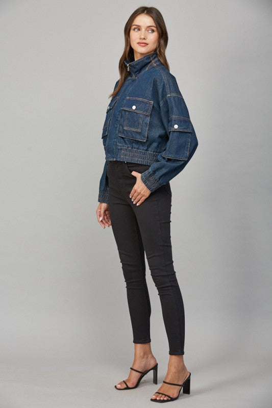 Cropped Pocket Detail Jean Jacket