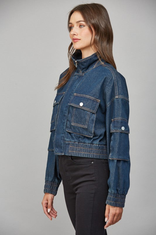 Cropped Pocket Detail Jean Jacket