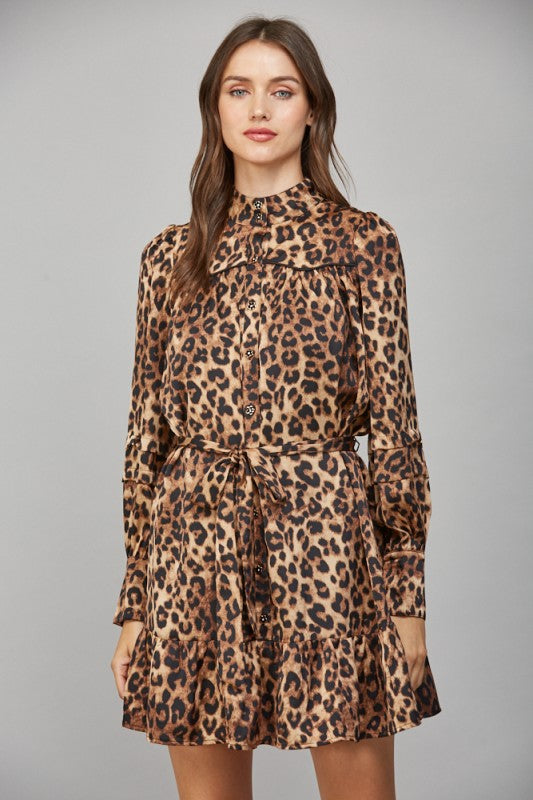 Leopard Print Tiered Mini Dress