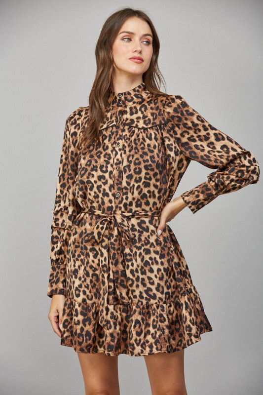 Leopard Print Tiered Mini Dress