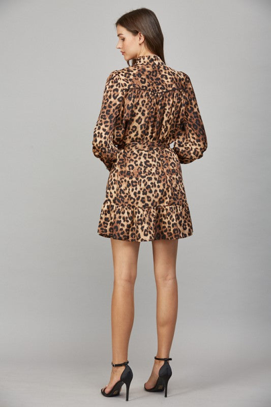Leopard Print Tiered Mini Dress