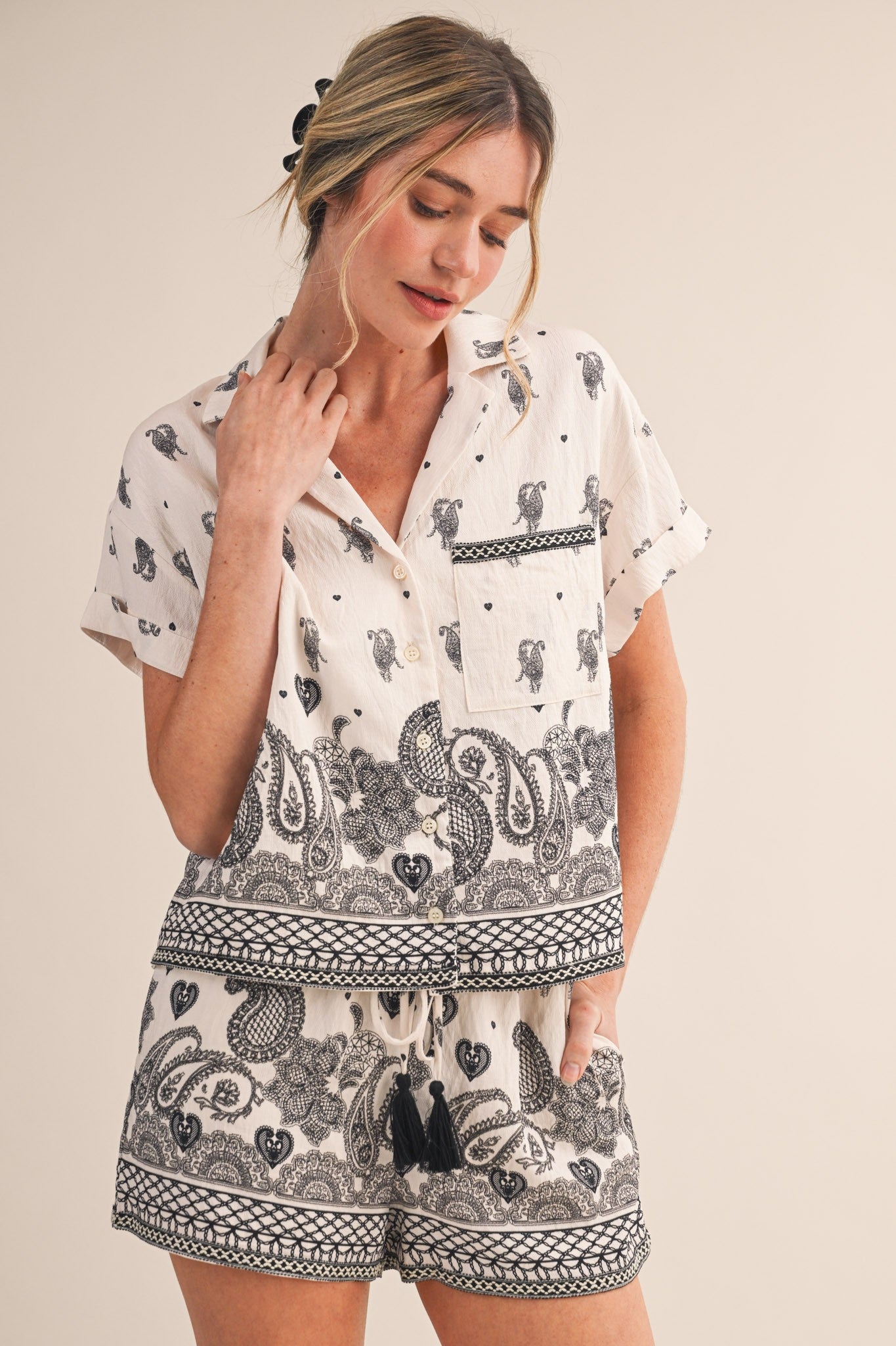 Paisley Print Set - Top and Shorts sold separately.