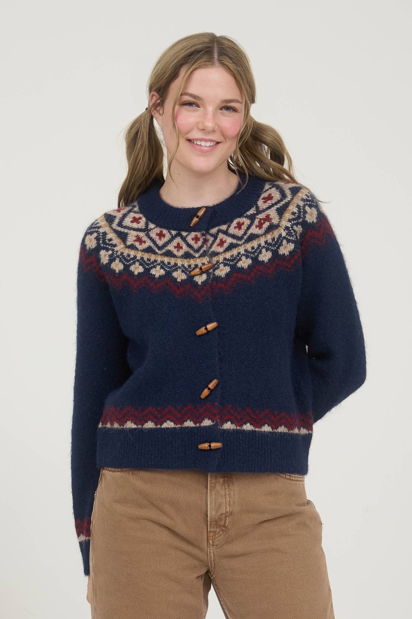 Fair Isle Toggle Button Sweater