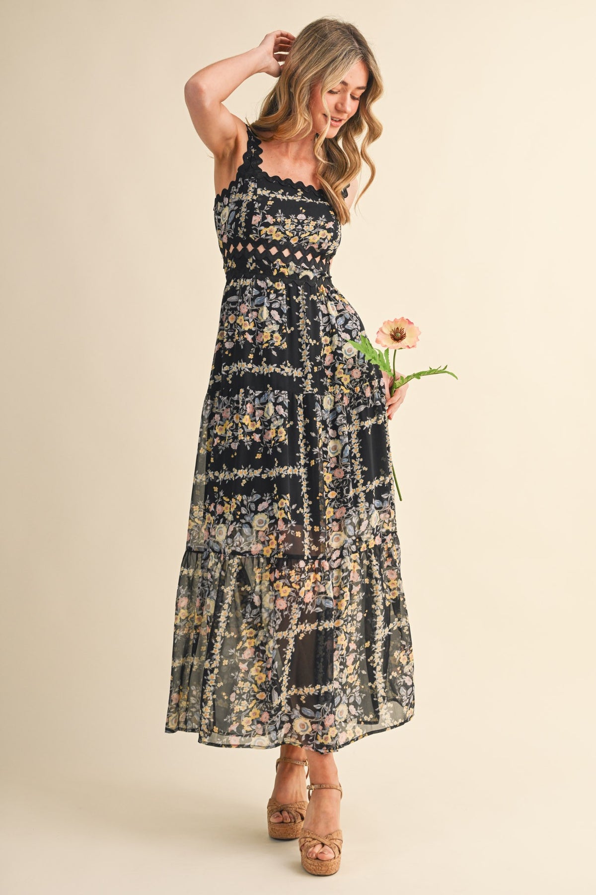 Floral Ric Rac Maxi Dress