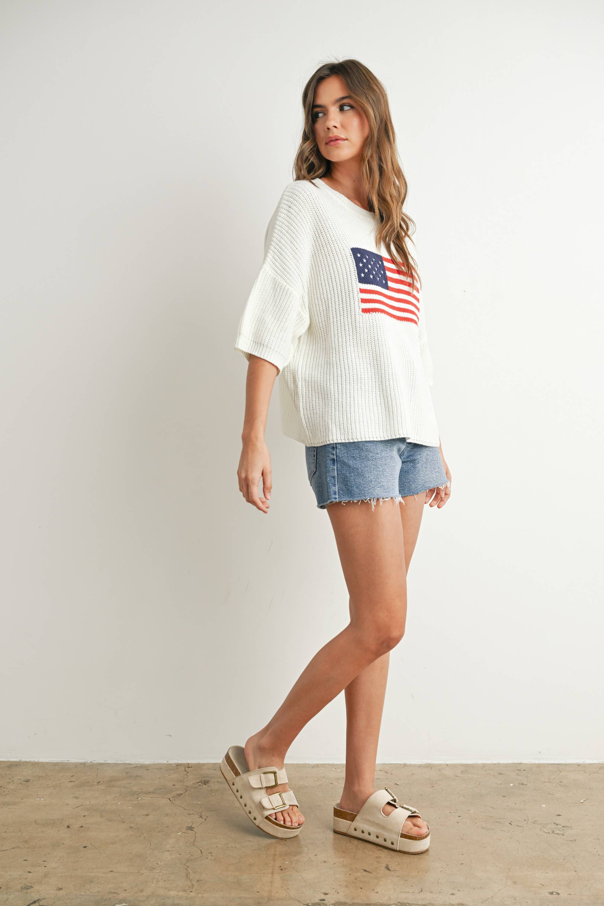 Flag Print Knit Sweater