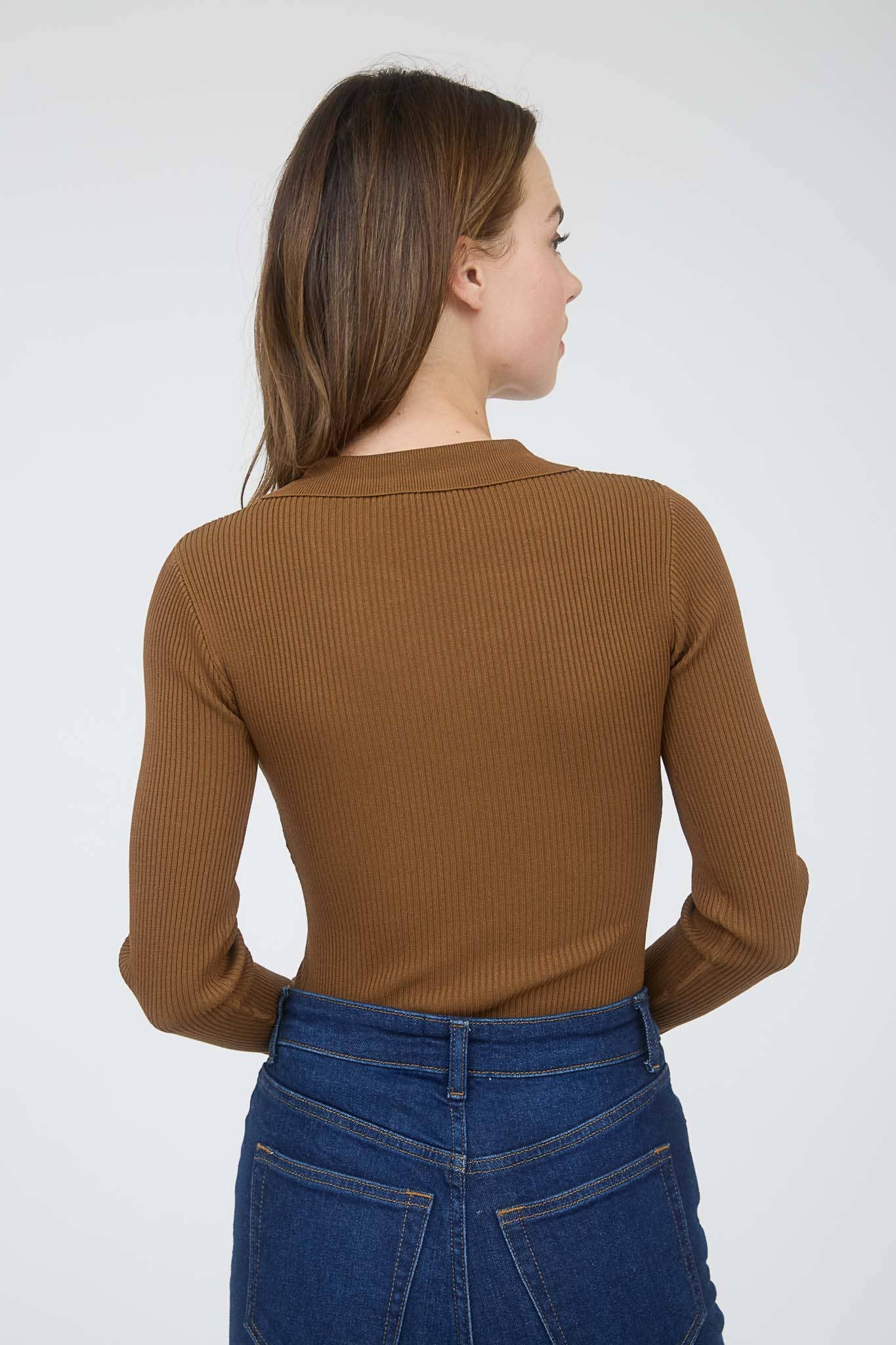 Gold-Button Knit Long Sleeve