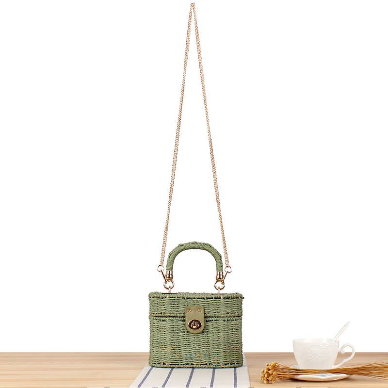 Front Lock Straw Bag