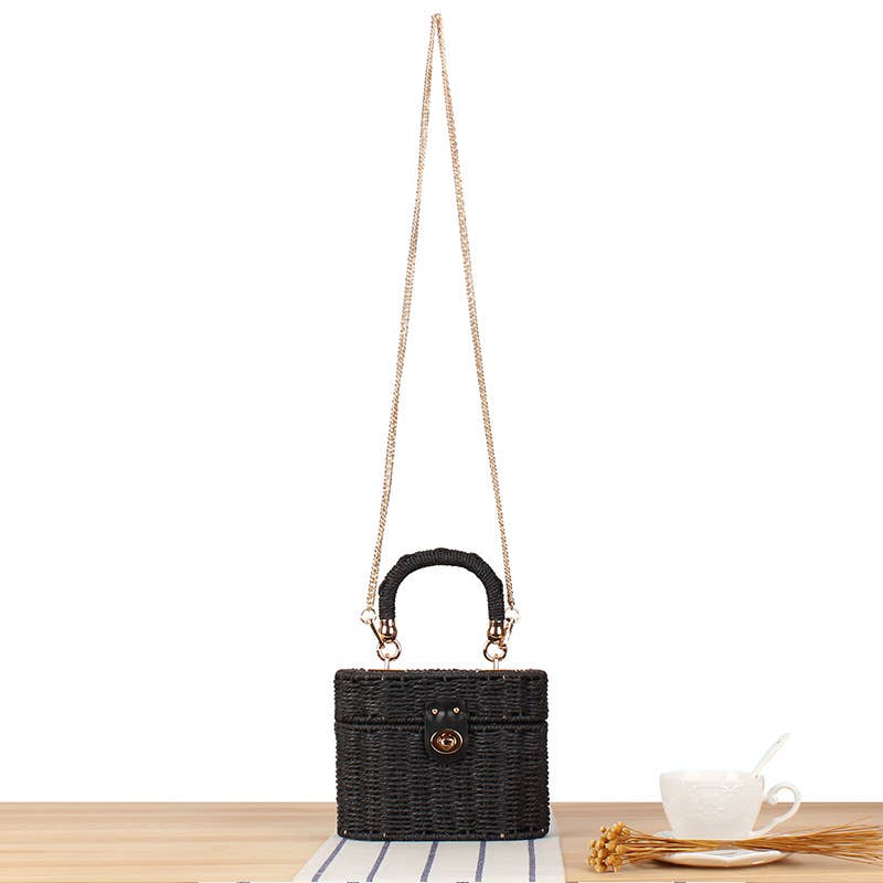 Front Lock Straw Bag