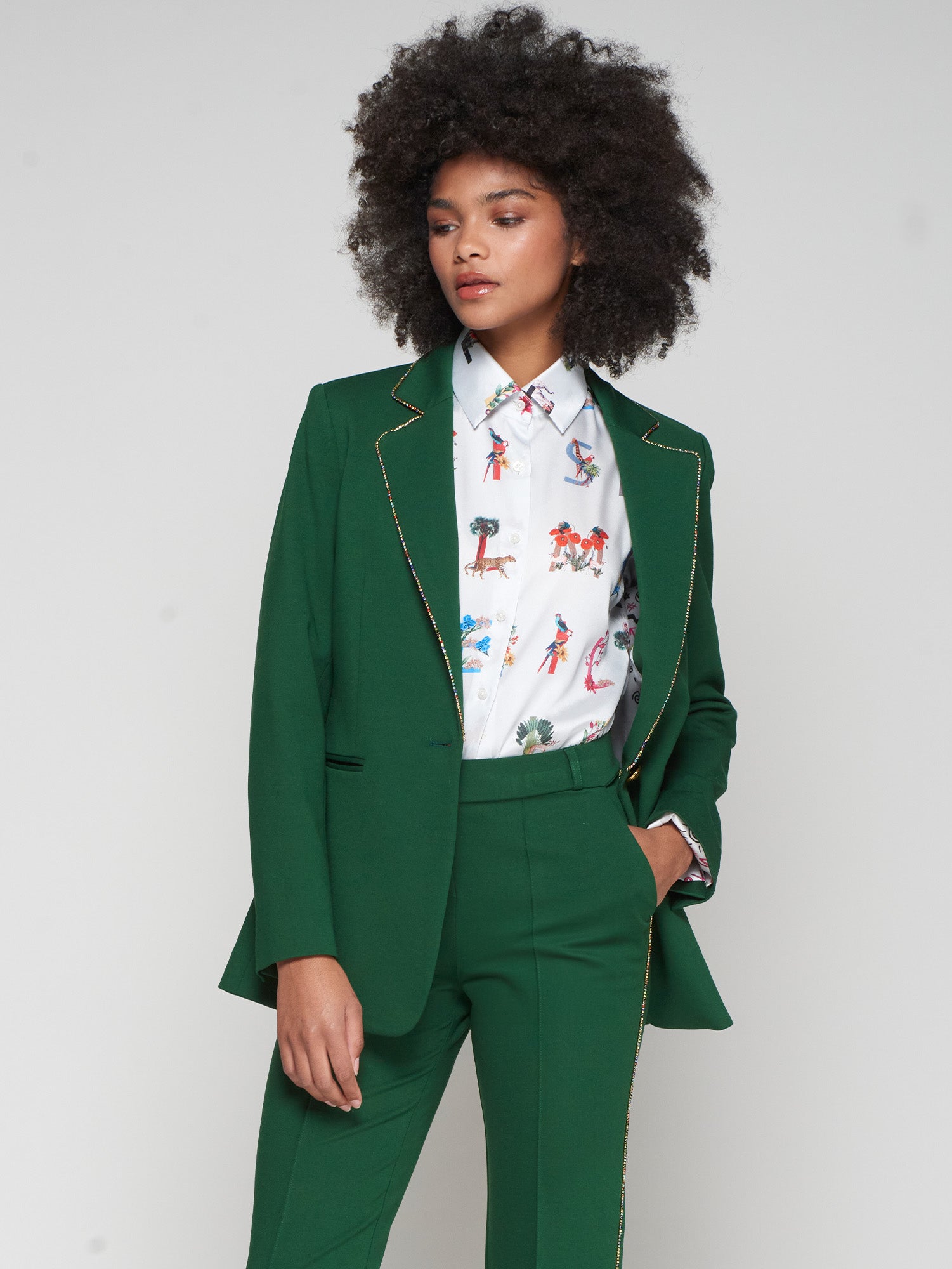 Vilagallo Green Bejeweled Blazer
