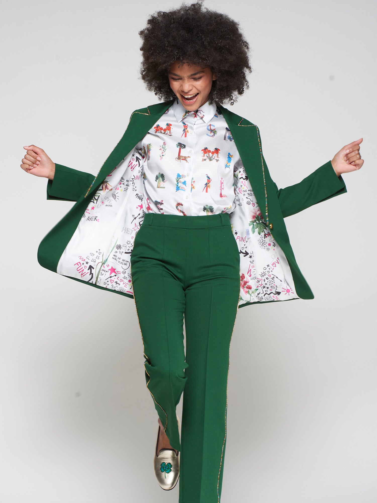 Vilagallo Green Bejeweled Blazer