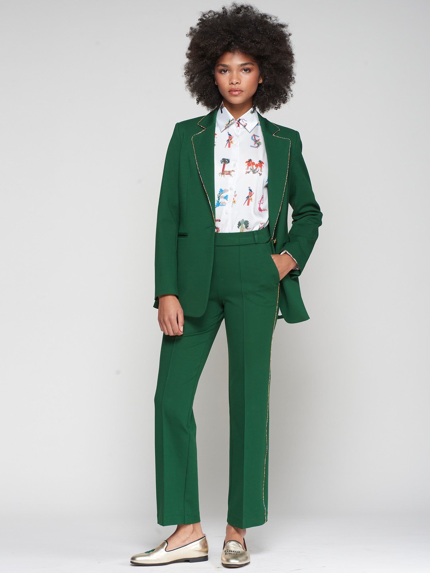 Vilagallo Green Bejeweled Blazer