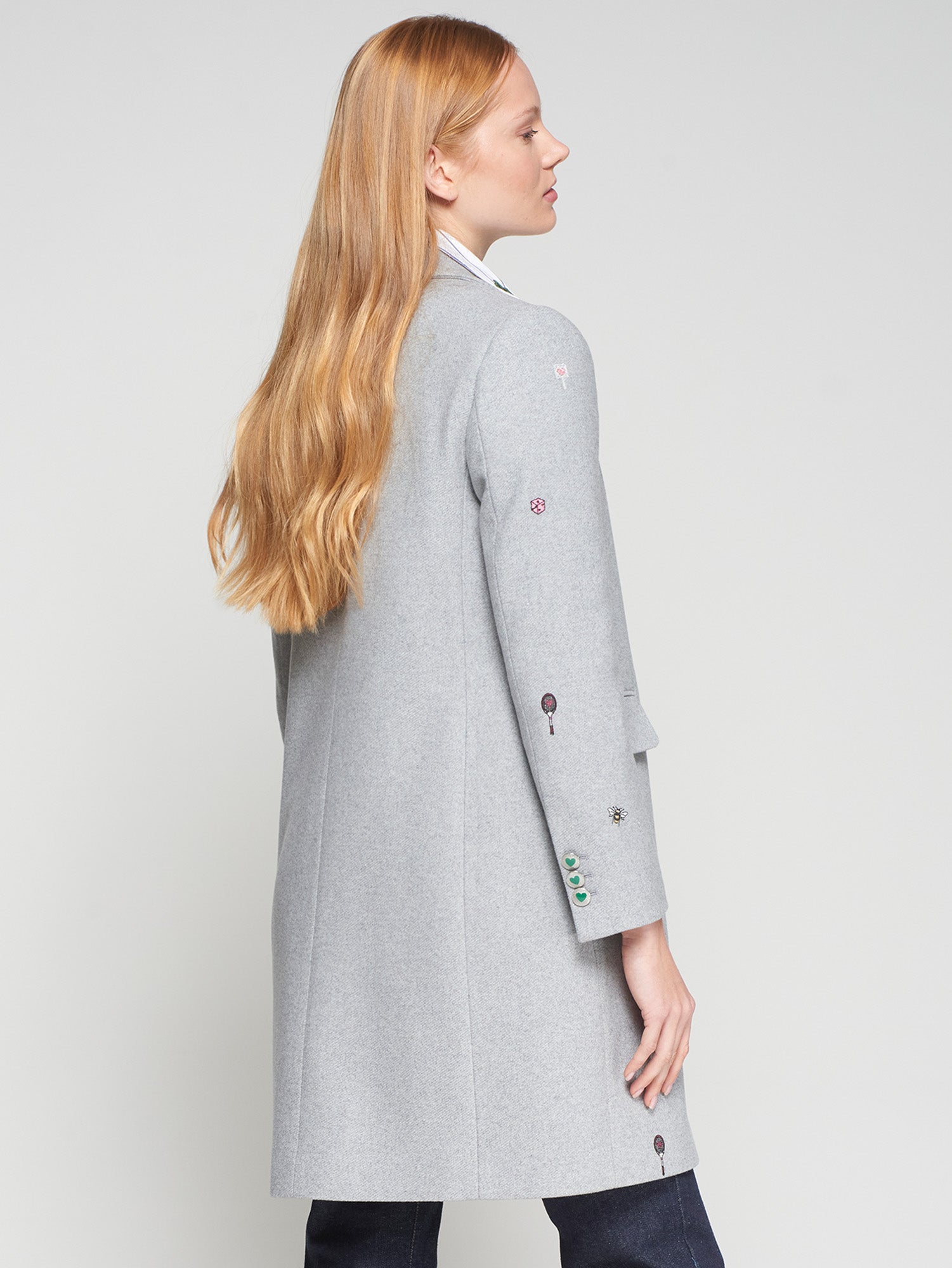 Vilagallo Grey Motif Peacoat