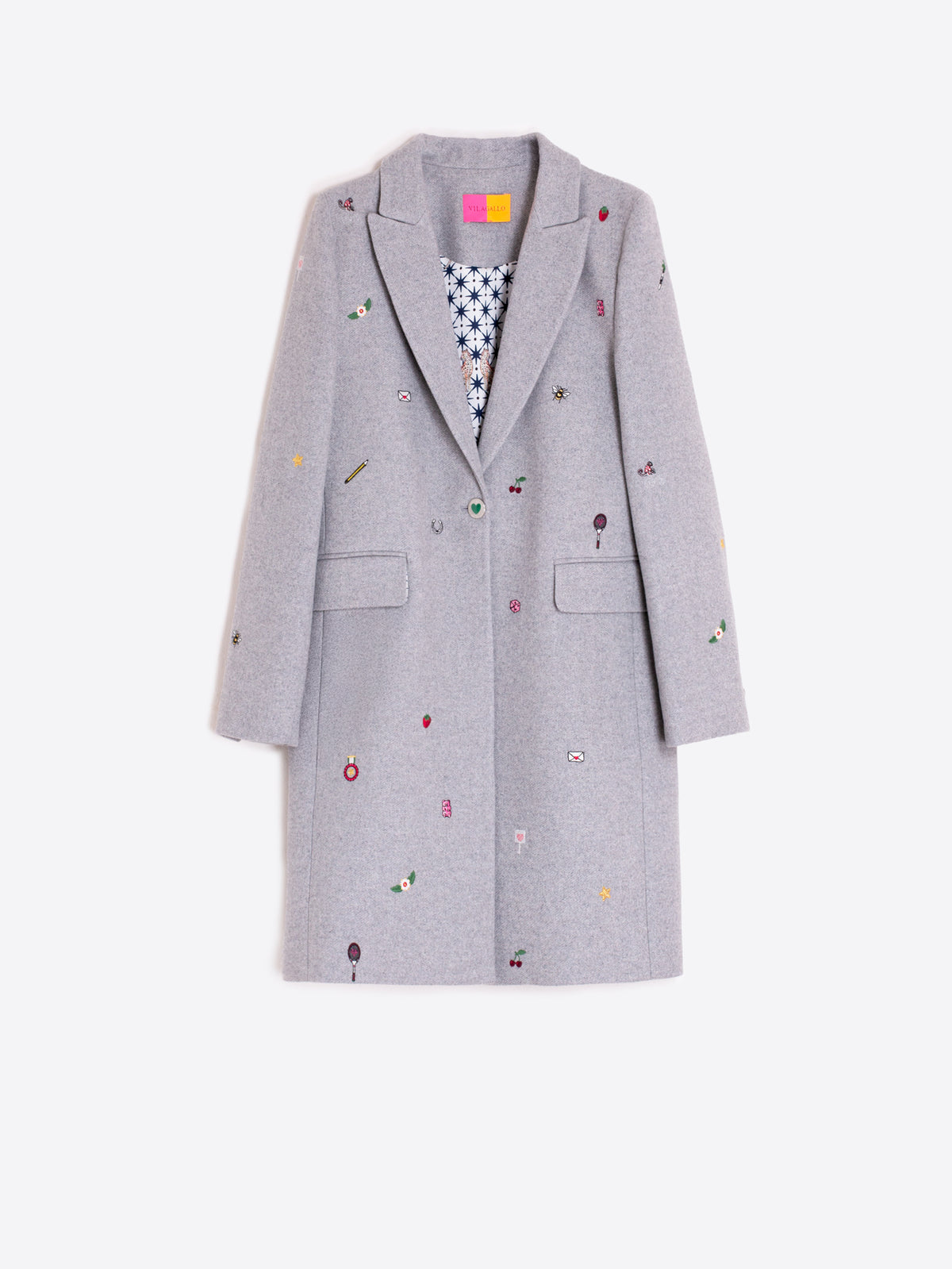 Vilagallo Grey Motif Peacoat