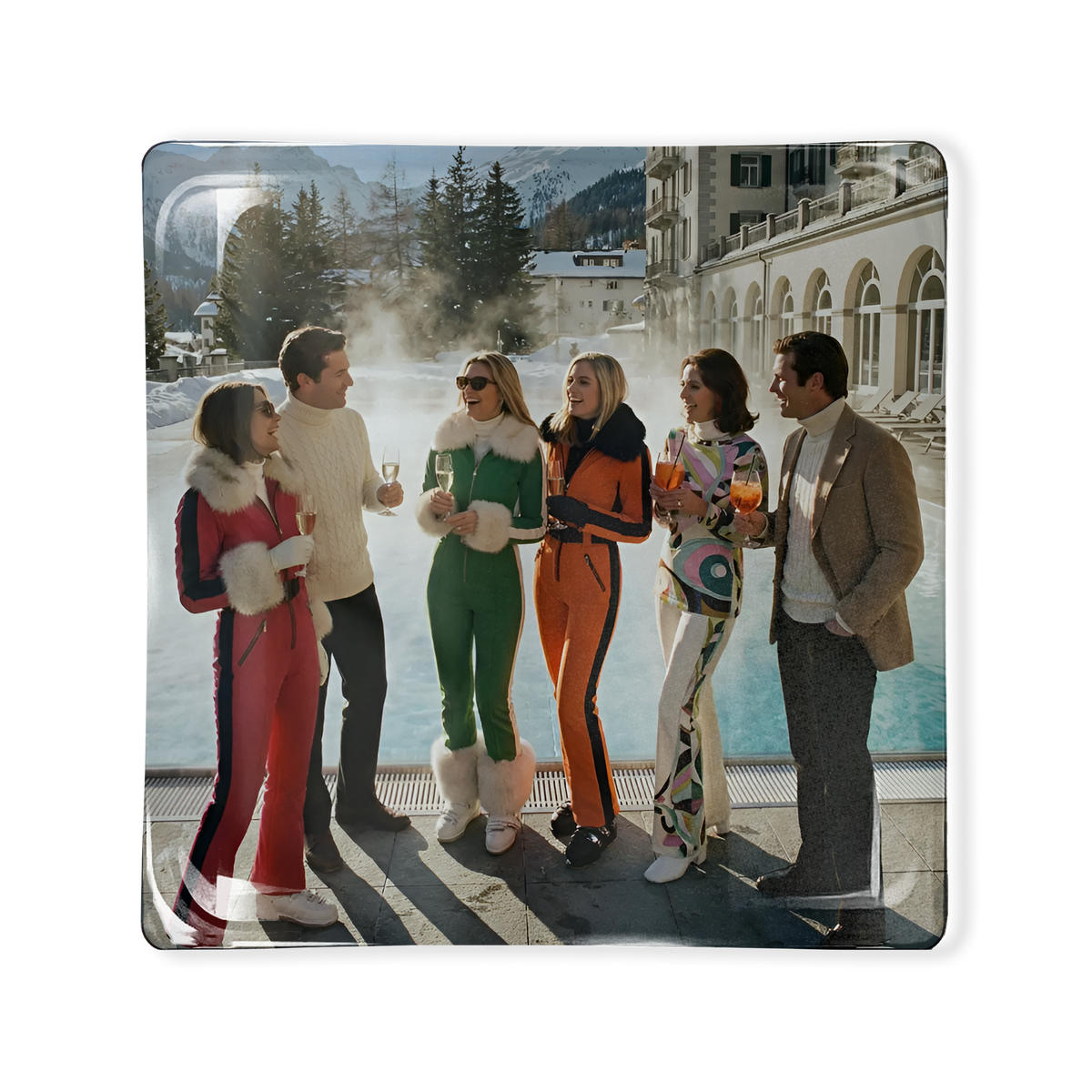 Ski Poolside Glass Tray