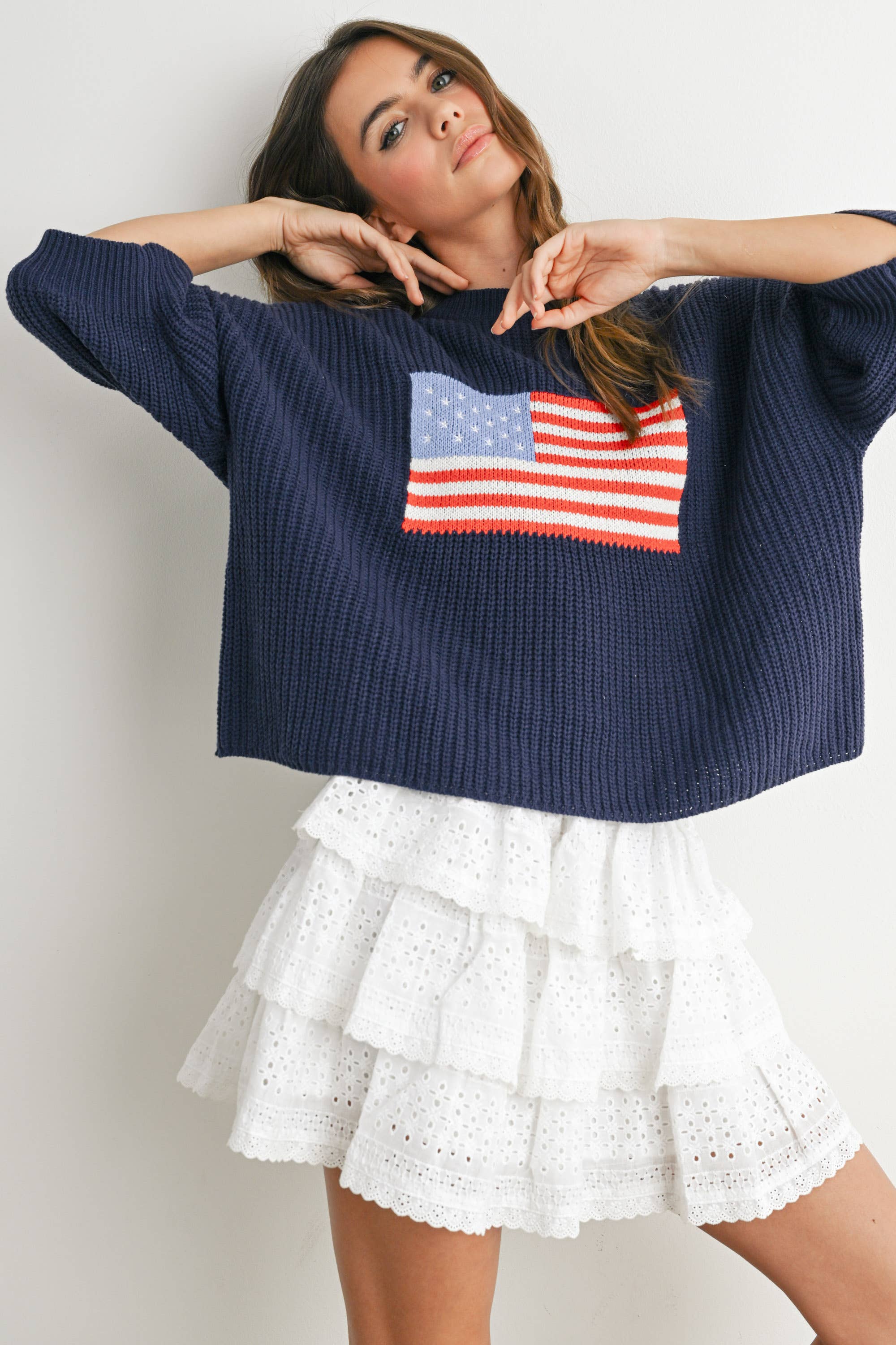 Flag Print Knit Sweater