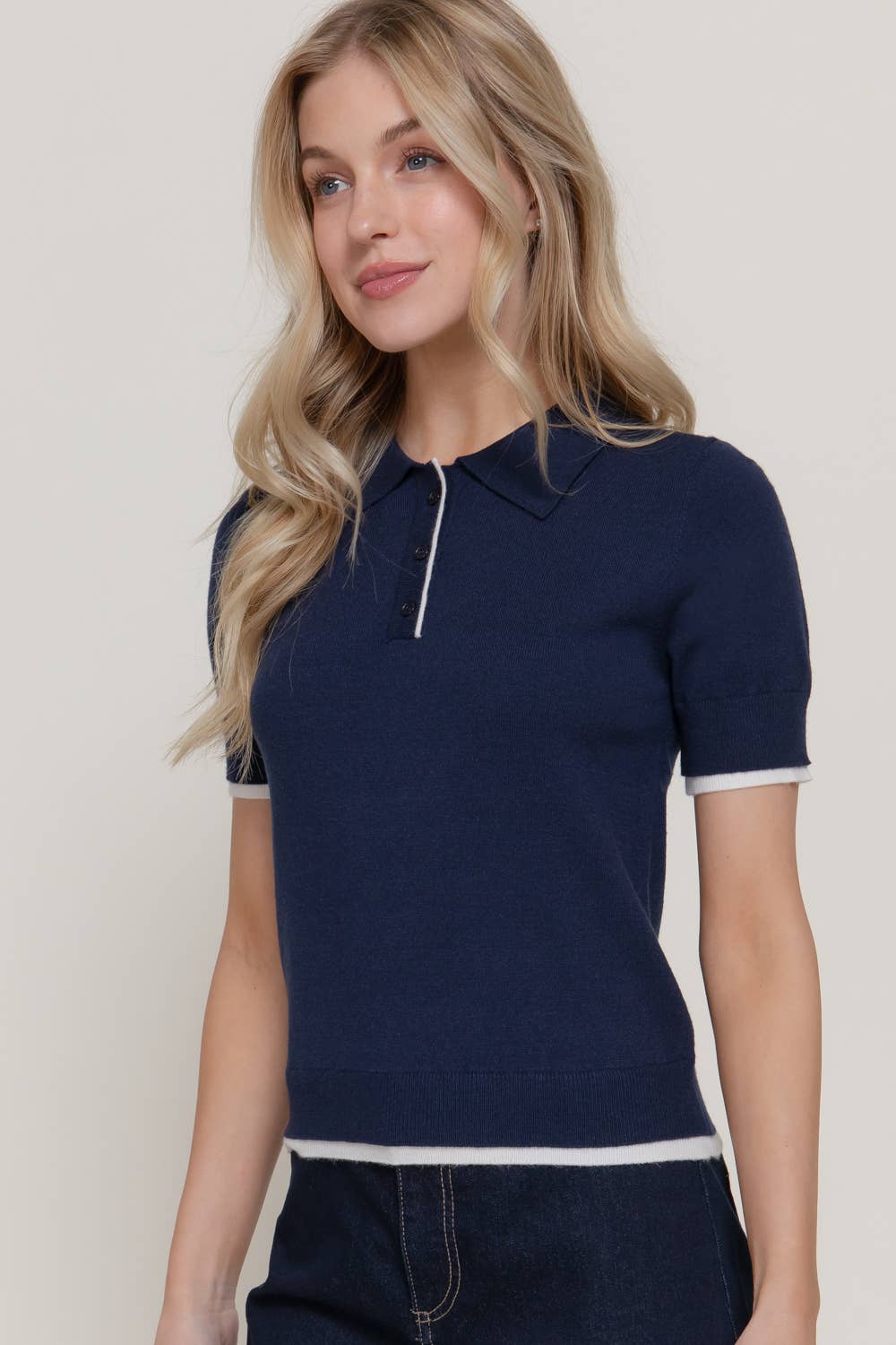 Short Sleeve Polo Sweater